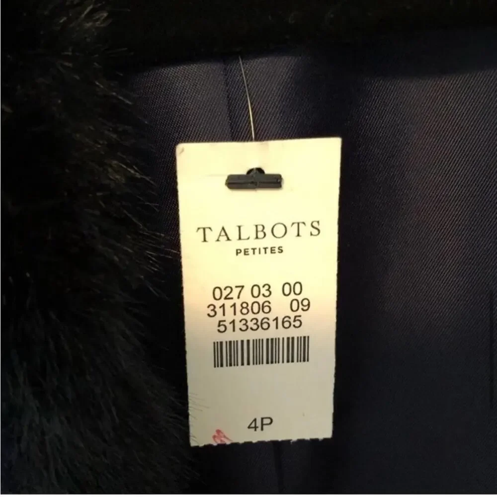 NWT Talbots Navy Tweed Faux Fur Trim Jacket - Picture 6 of 9